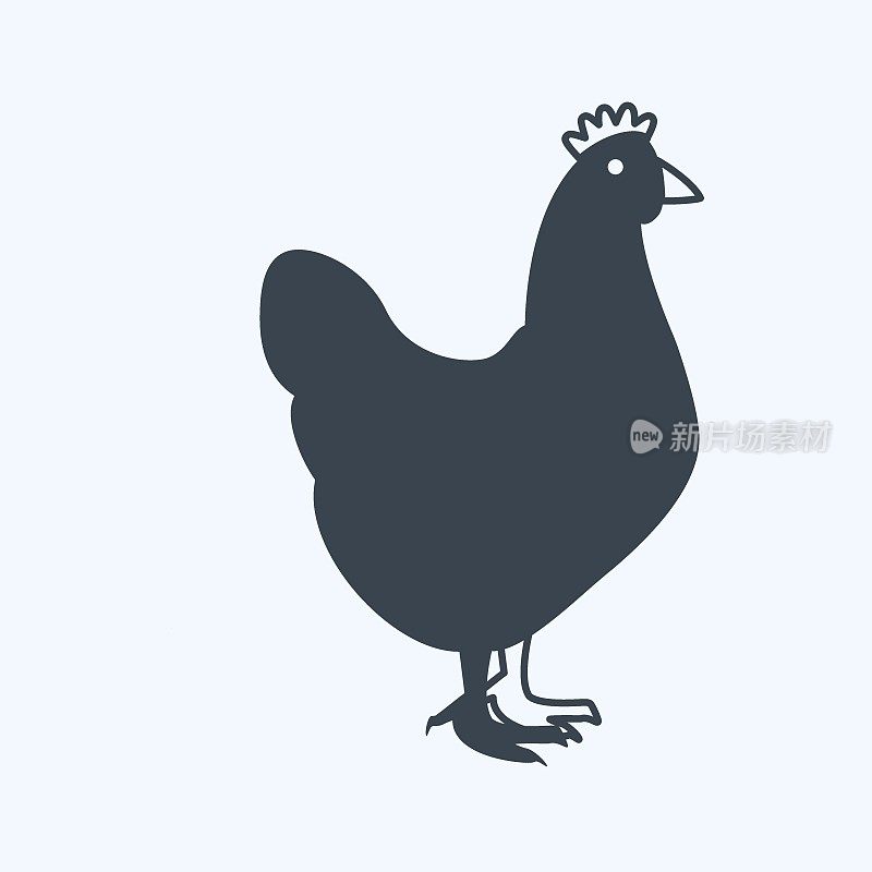 Icon Chicken. suitable for animal symbol. glyph style. simple design editable. design template vector. simple symbol illustration